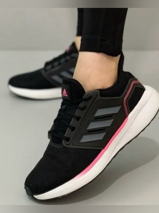 adidas Shoes - Adidas Women's Black with Pink Accent Athletic Running Sneakers EQ19 RUN